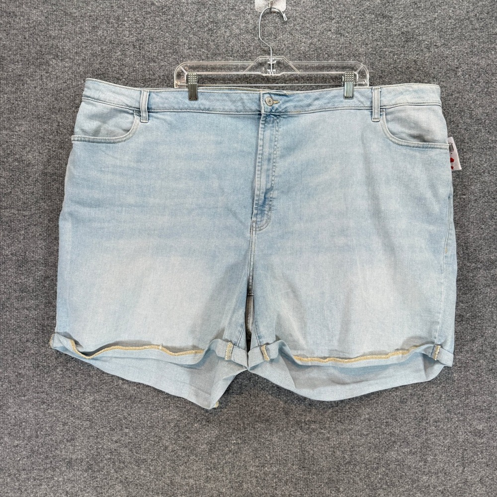 Old Navy Jean Shorts Womens 30 Light Wash High Rise Wow Rolled Hem Plus Size NEW